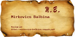 Mirkovics Balbina névjegykártya